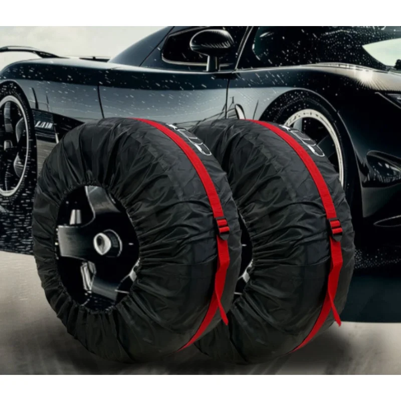 1pc 80cm Car Spare Tire Cover Polyester Taff Tire Dustproof Snow Tighten Up Portable Adjust Sunscreen Tire Protect Storage Bags