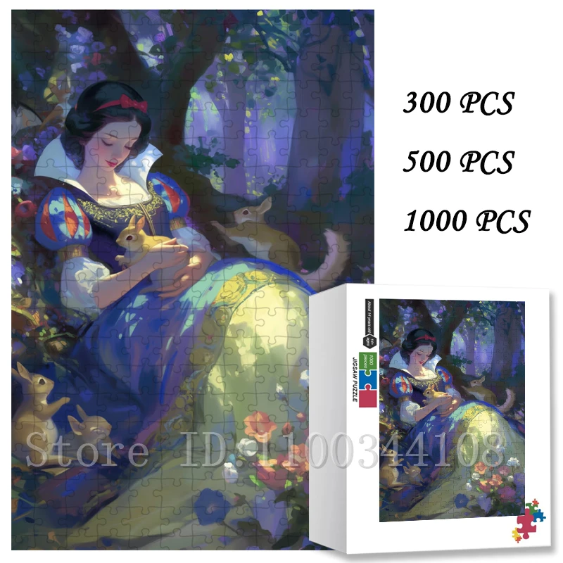 

Snow White Princess Jigsaw Puzzles for Girls Handmade Hobbies Disney Cartoon Artwork Puzzles Family Interactive Game Toys