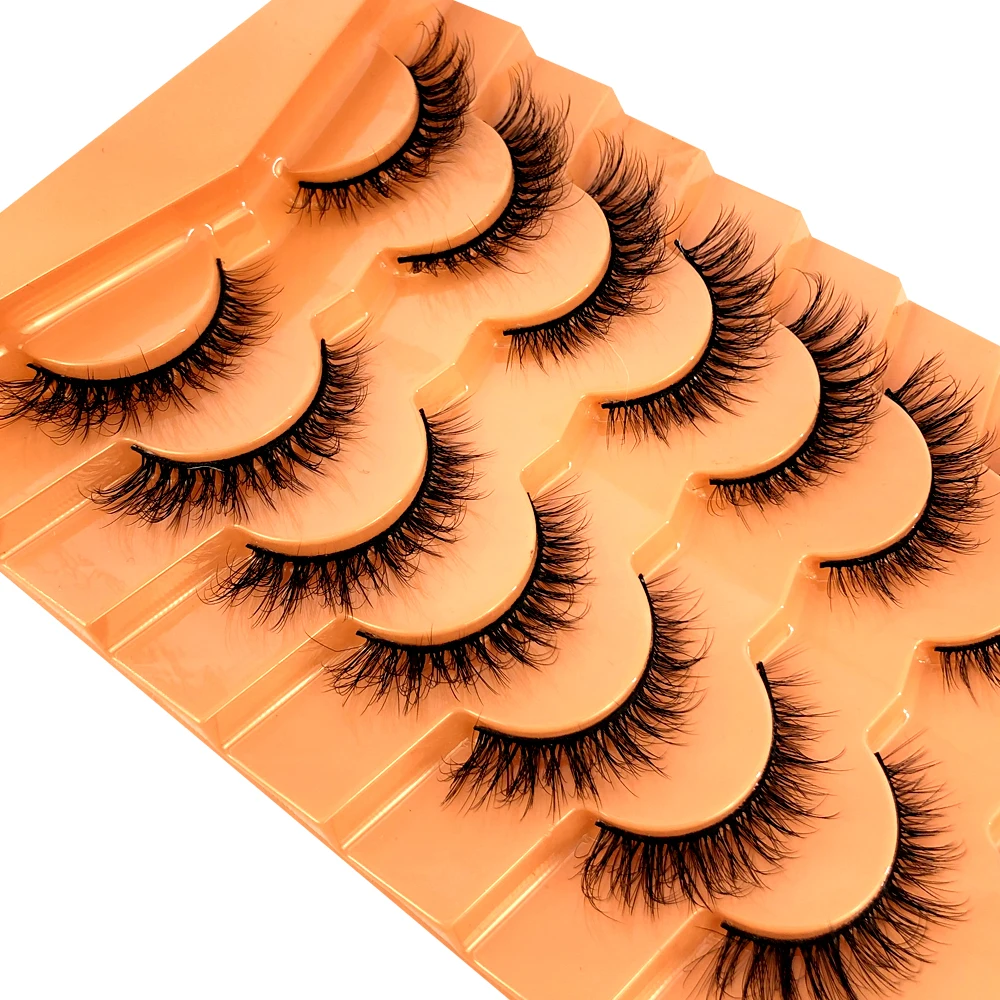 Nerz-Wimpern Flauschige Katzenaugen-Wimpern Wispy 6D Volumen Künstliche Wimpern Wie Extensions Aussehend Dicke Weiche Lockige Falsche Wimpern 9 Paare – Detail 1