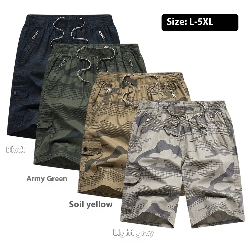 2024 Men\'s Minimalist Pure Cotton Work Shorts, Quarter Shorts, Outdoor Beach Casual Shorts, Multi Pocket Zipper Loose Pants