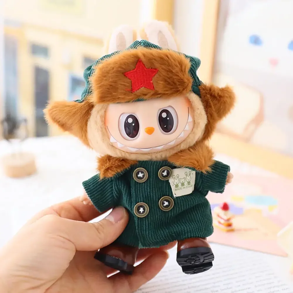 

For 17 Cm Labubu Clothes Pendant for Labubu V1 V2 V3 Sitting Party Outfit Baby Clothes for Winter Coat Set Clothes Accessories