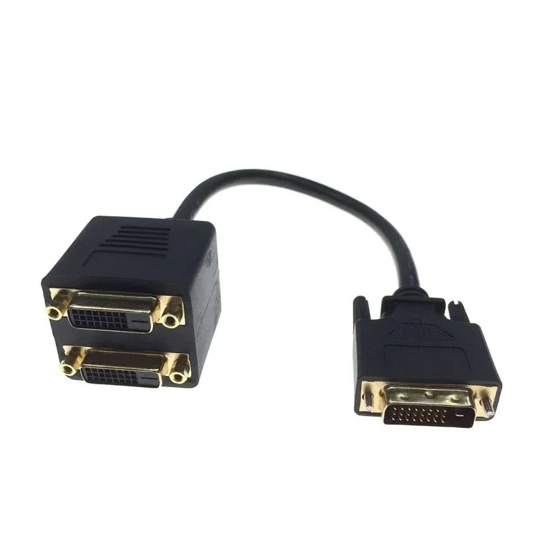 

1x2 DVI сплиттер-адаптер кабель 1-DVI штекер-DVI24 + 1 гнездо 24K золотой разъем для HD1080P HDTV проектор ПК ноутбука