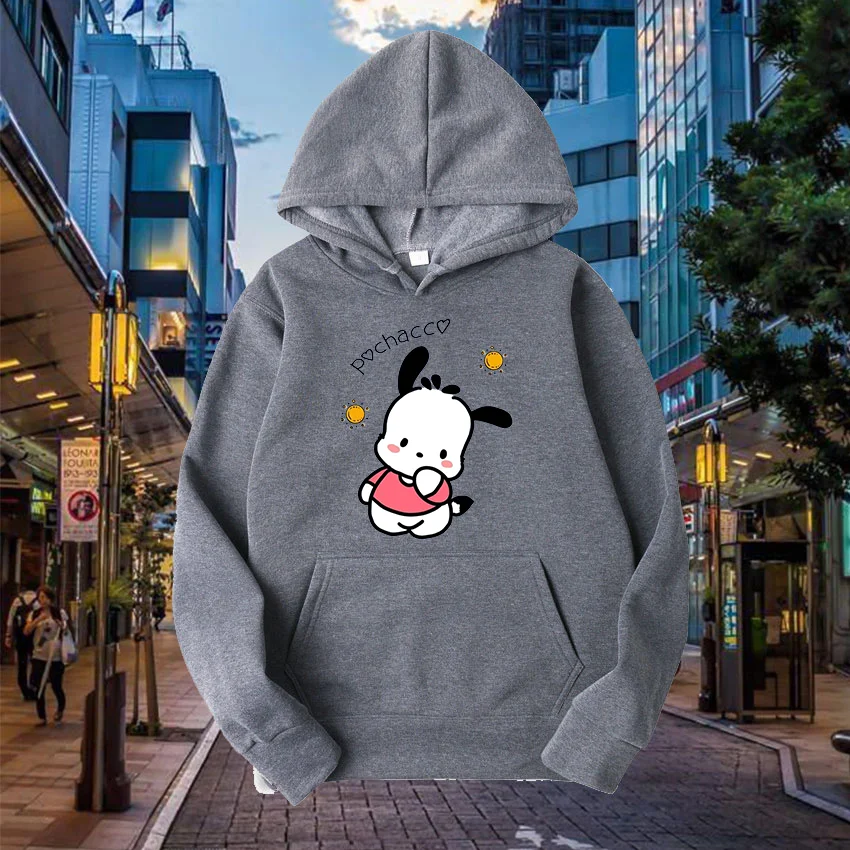 Sanrio Pochacco Men Women Hoodies Casual Hip Hop Streetwear Long Sleeves Sweatshirts Boys Girls Autumn Tops Coats Sanrio Keroppi