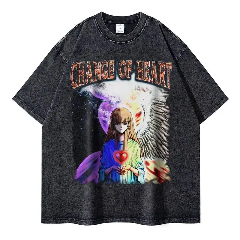 Change of Heart Tshirts Anime Yu Gi Oh T Shirt Oversized Yugi Muto Blue Eyes White Dragon Tshirt Manga Seto Kaiba Tops Men Tees