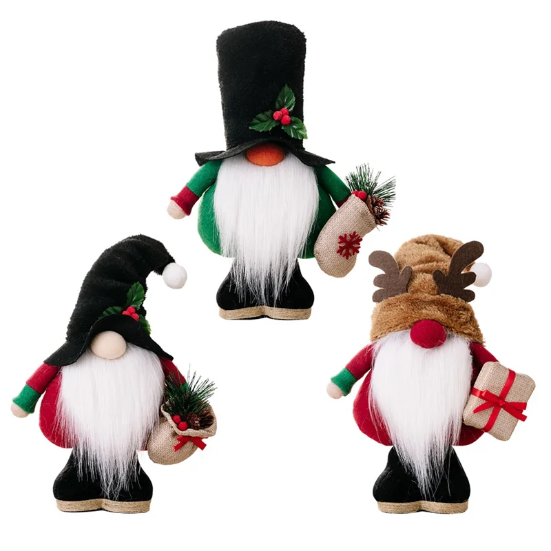 Christmas Ornament Plush Hat Standing Rudolph Doll Faceless Gnome Doll Christmas Decoration Supplies Snowman