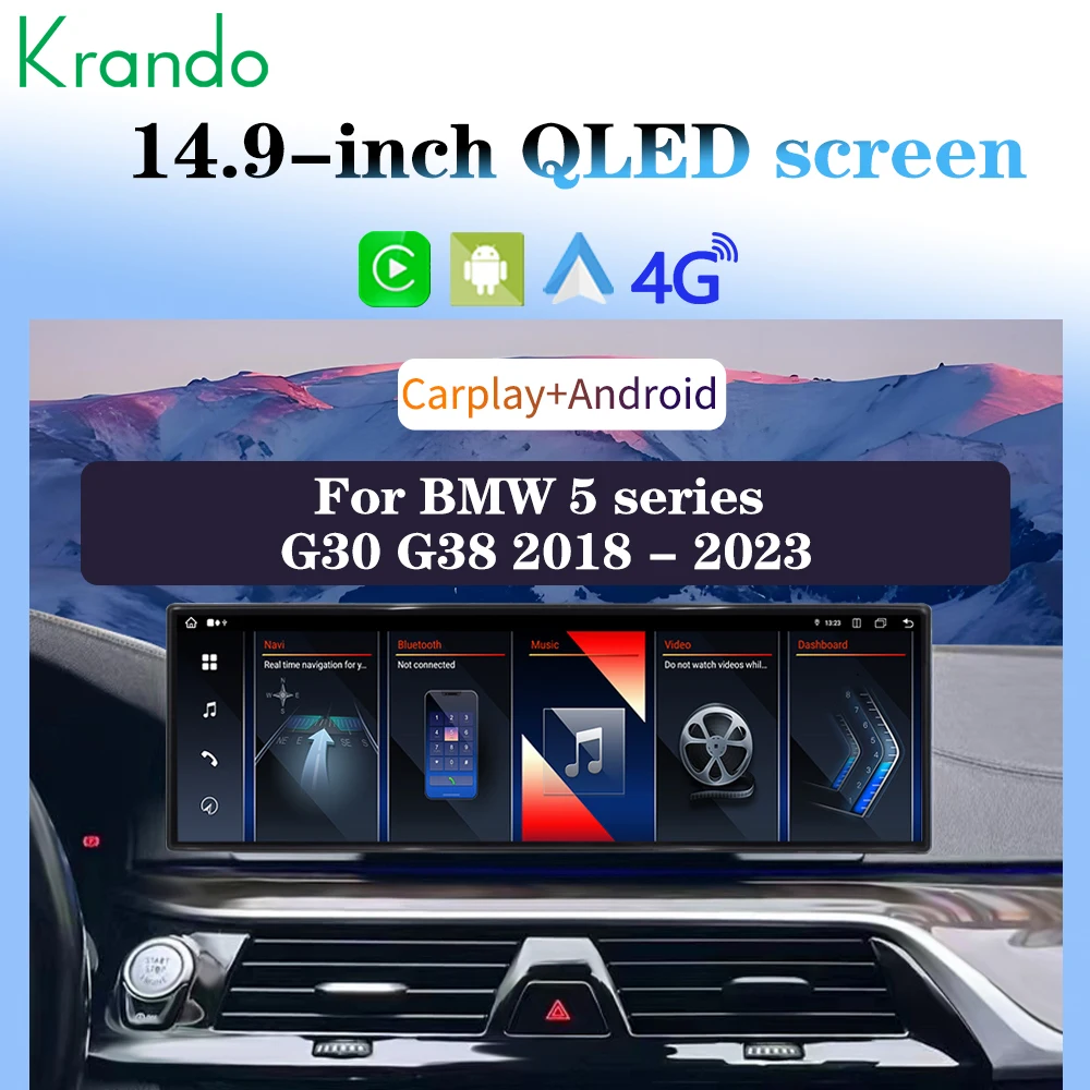 

Krando 14.9 Inch Carplay Android For BMW 5 Series G30 2018 Stereo Multimedia Player GPS Navigation CarPlay Screen Head
