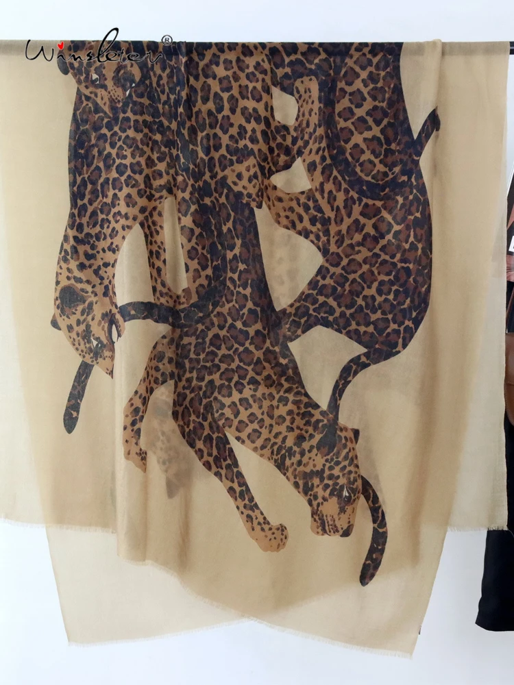 

Winsleter-Женский элегантный длинный шарф из 100% шерсти, 200*100 см, с леопардовым принтом, модный теплый шарф-шаль, подарок для мамы, осень 2025 A5O047CC