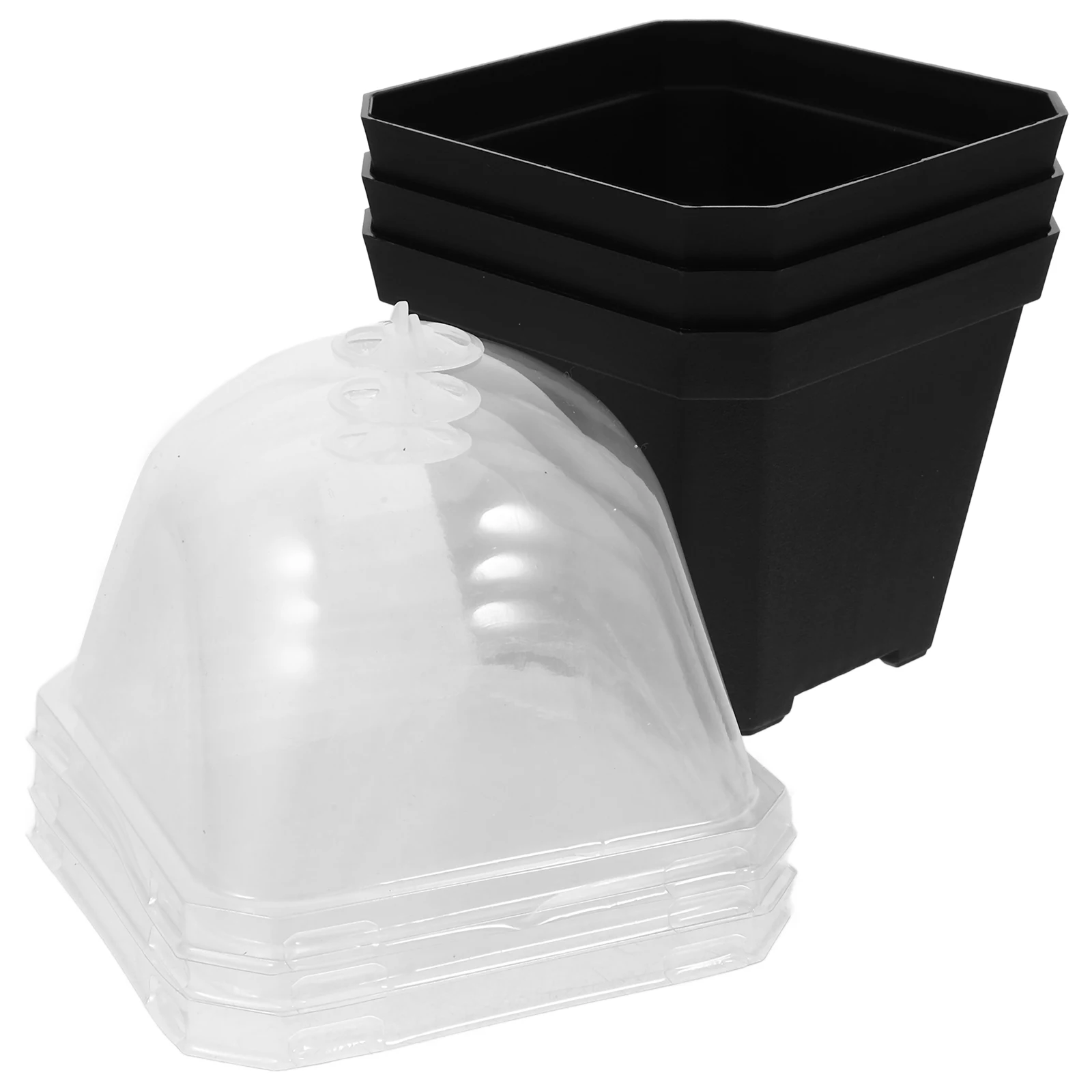 

3 Sets Thickened Transparent Humidity Dome Planter Pots Adjustable Vent Succulents Herbs Mini Plants Plastic Propagation