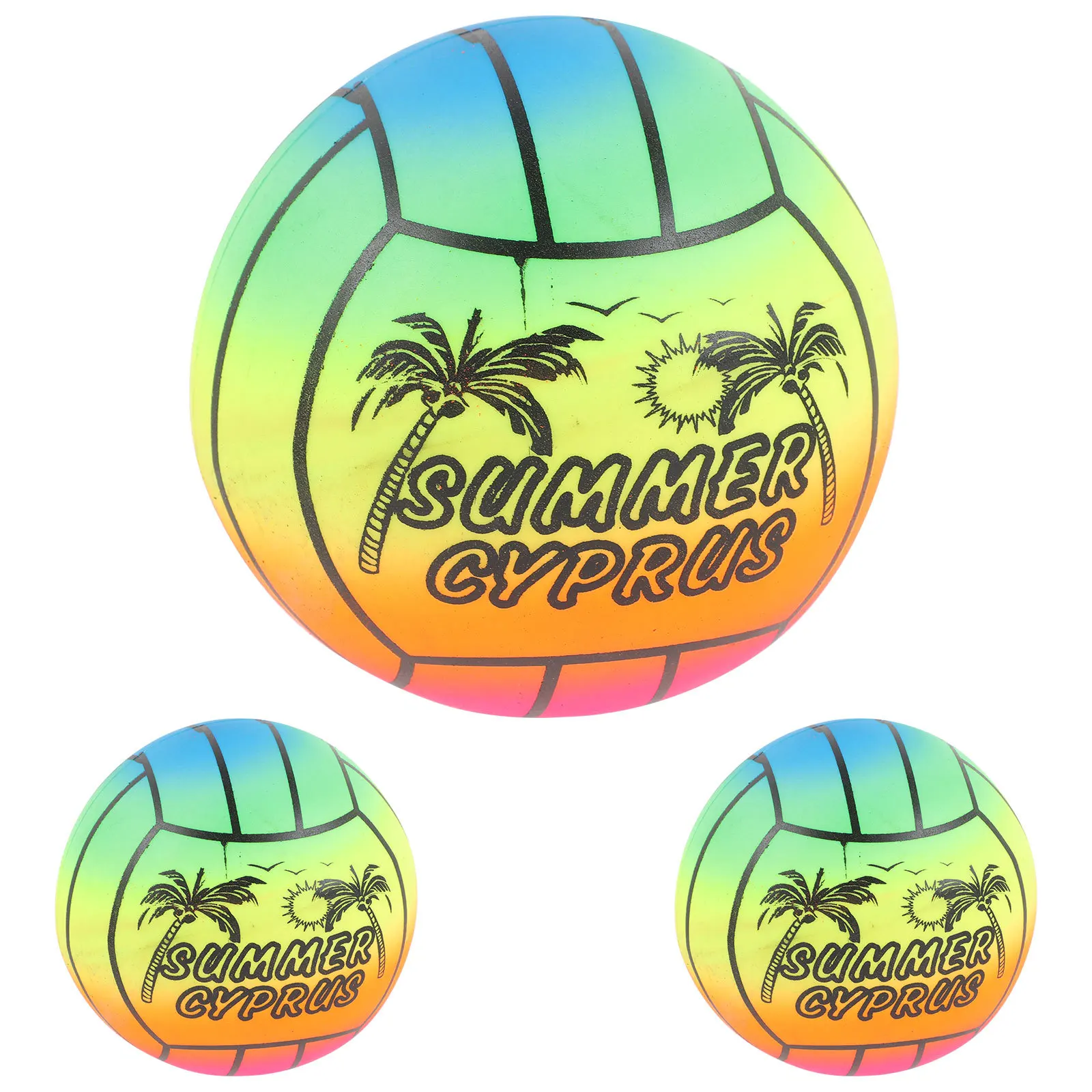 3個入り 16cm レインボー エラスティックボール 子供用 バウンスプレイ ビーチゲーム 屋外 室内アクティビティ グラデーション ハンドボール フラップキックボール PVC