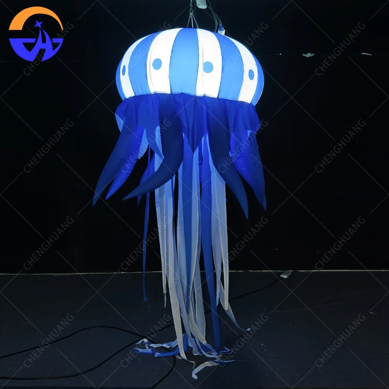 Customized Inflatable Hanging Glowing Jellyfish Model with Blower Oxford Cloth Advertising Activity Prop for Decoration
