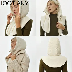 Ring Scarf Neck Zippper Drawstring Coat Scarf Women Men Balaclava Hats Warm Short Waistcoat Winter Ultralight Down Hooded Hats