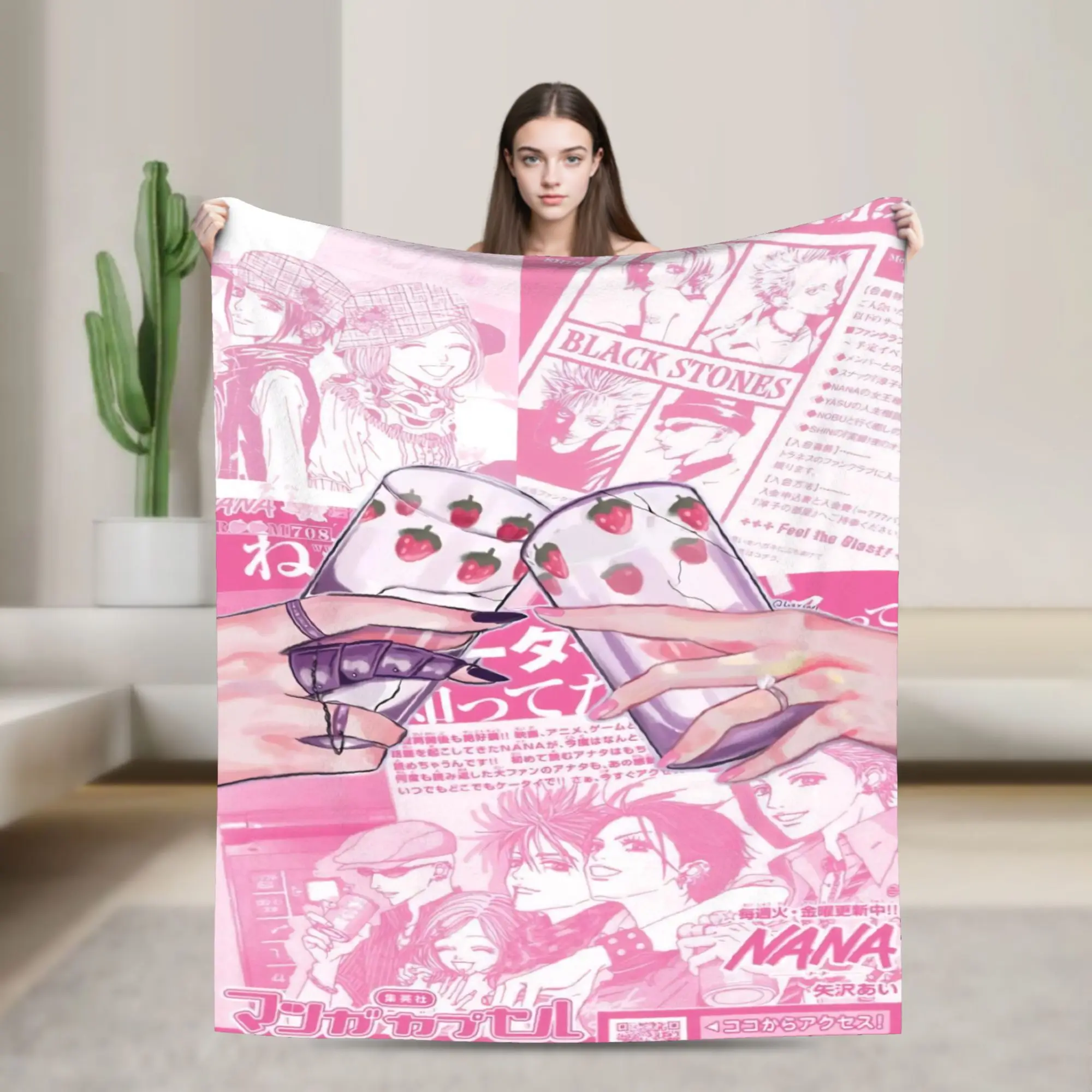 Nana Hachi  Manga Flannel Blankets Anime Awesome Throw Blankets for  Sofa Bedding Lounge 125*100cm Plush Thin Quilt