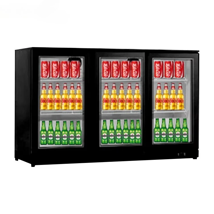 3 Doors Counter Top Stainless Steel Fan Cooling 300L Beverage Fridge Beer Display Cooler Refrigerator Under Back Bar