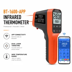 BT-1600APP Bluetooth Infrared Thermometer Gun -50~1600℃ Non-Contact IR Laser Temperature Gun DS30:1 for HVAC Oven BBQ Industrial