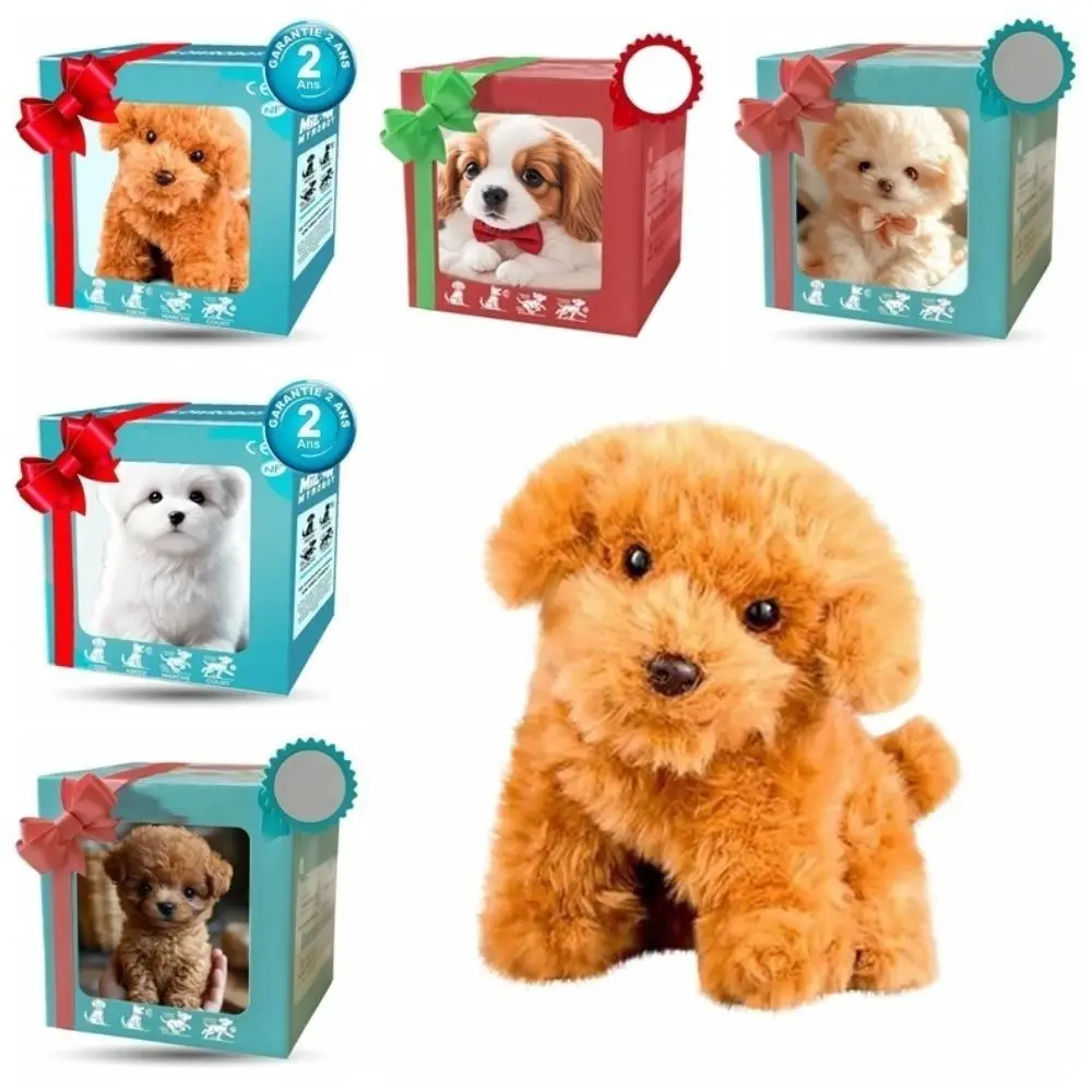 Stuffed Animals Realistic Robotic Puppy Simulation Tail Wagging Plush Robot Dog Interactive Soft Plush Walking Dog Toy Kids Gift