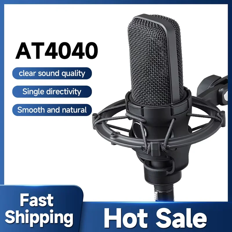 AT4040 Audio Technica Studio Recording Microphone Condenser Sound Recording Mic for Voice Overs/Studio Recordings podcast mic