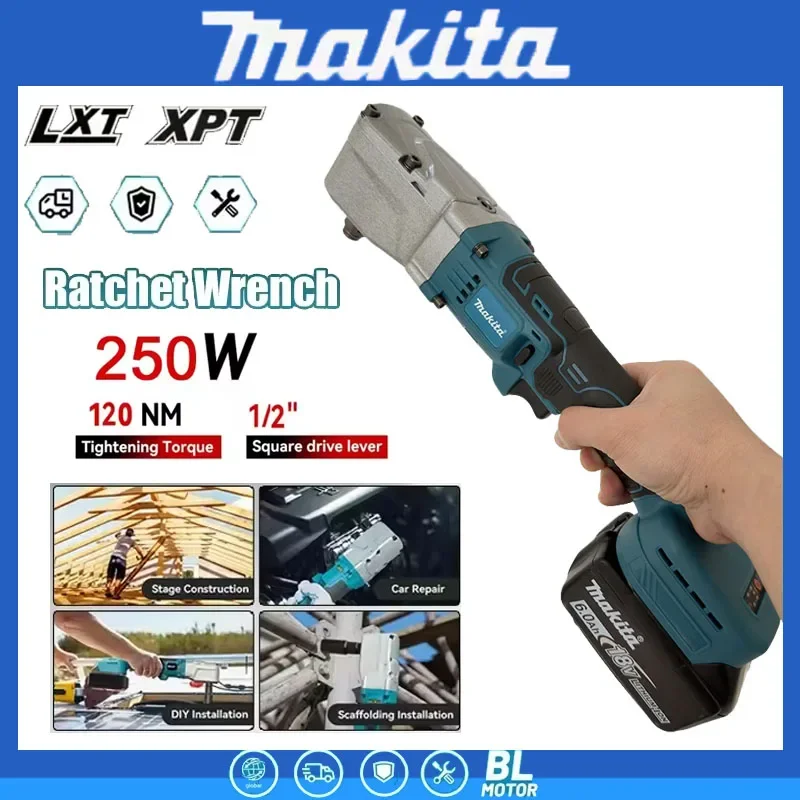 

Бесщеточный гайковерт Makita 1200 Нм, электрический аккумуляторный драйвер 1/2'' для снятия винтов и гаек, инструмент для ремонта автомобилей