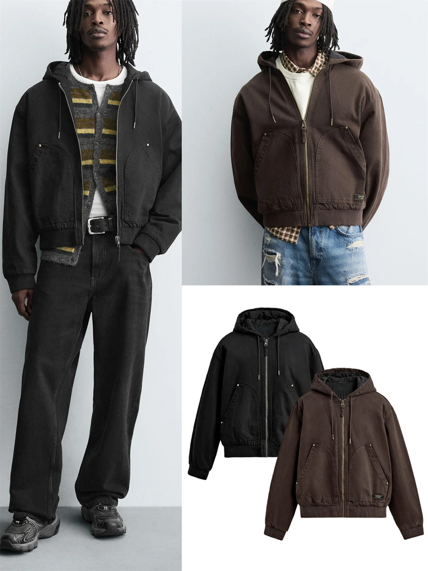 

Мужская хлопковая куртка с мовной талией и капюшоном на молнии, свободная посадка, Urban Sle Long Sve, теплая гарантированная повседневная одежда