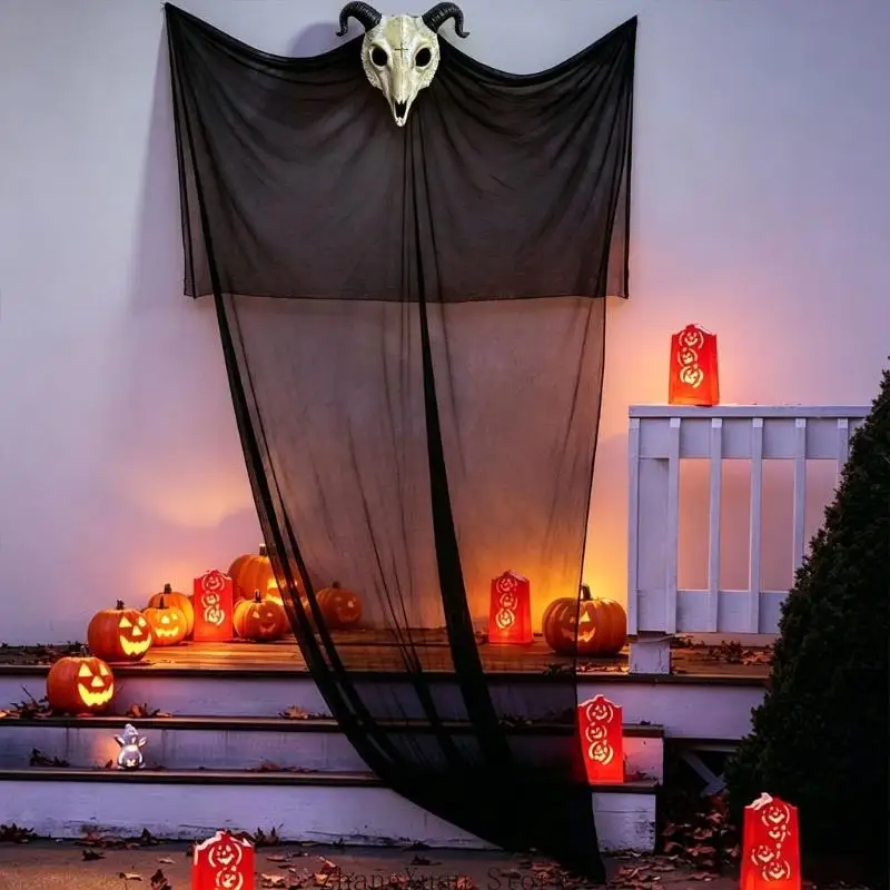 Halloween-Totenkopf-Party-Display zum Aufhängen für Eingangsbereich und Fensterdekoration, 3 x – Detail 2