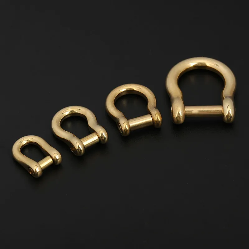 1pcs Solid Brass Carabiner D Bow Shackle Slot Screw Removable Fob Key Ring Keychain Joint Connector Buckle DIY Hardware