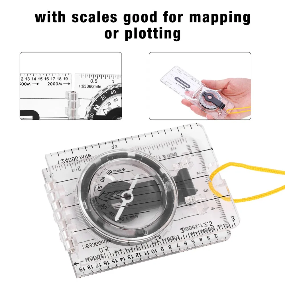 Durable Lightweight Orienteering Compass Transparent Ruler With Neck Strap Mapping Compass Navigation Compass Outdoor Navigation