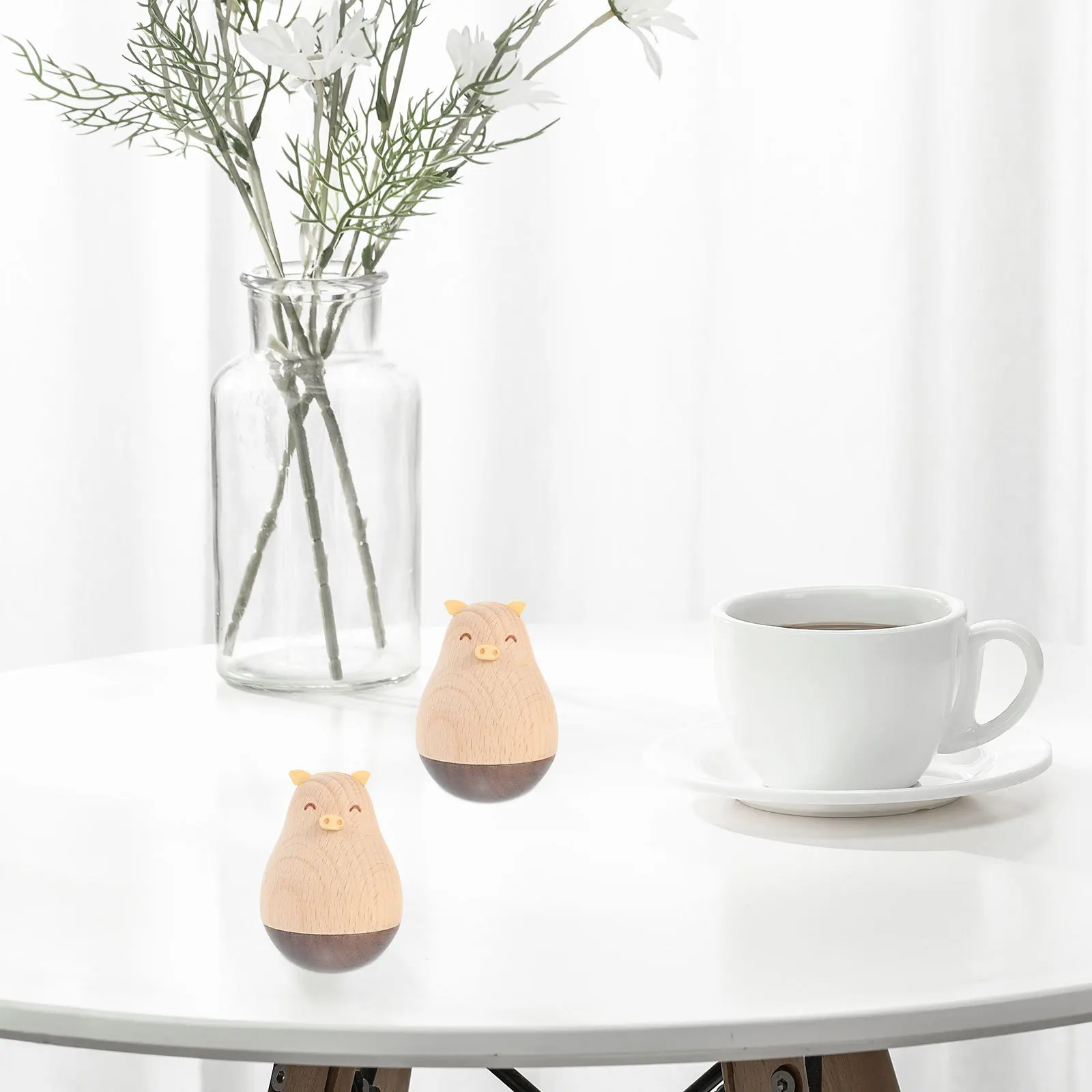 

Wooden Animal Tumbler Desktop Decoration For Home Office Christmas Wedding Festival Small Animal Statue Sculpture Decor