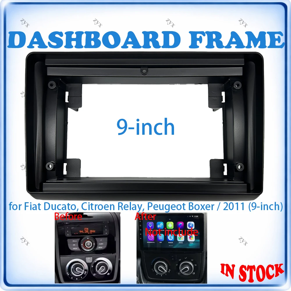 Car Radio Fascia Frame For Fiat Ducato Citroen Relay Peugeot Boxer 2011 9 inch With Canbus Decoder & Wiring Harness Plug & Play