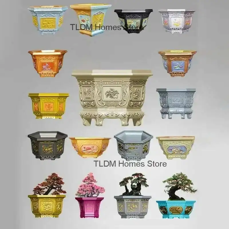 Cement Flowerpot Mold Home Garden Balcony Bonsai Pot Template Concrete Cast-in-place Hexagonal Homemade Plastic Flowerpot Mold