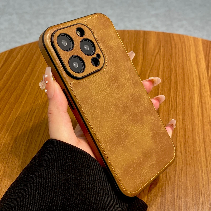 Funda Retra De Cuero De Lujo Para Iphone 16 15 14 13 12 11 Pro Max 16Pro 15Pro 14Pro 13Pro Iphone15 Iphone14 Iphone16 Iphone13