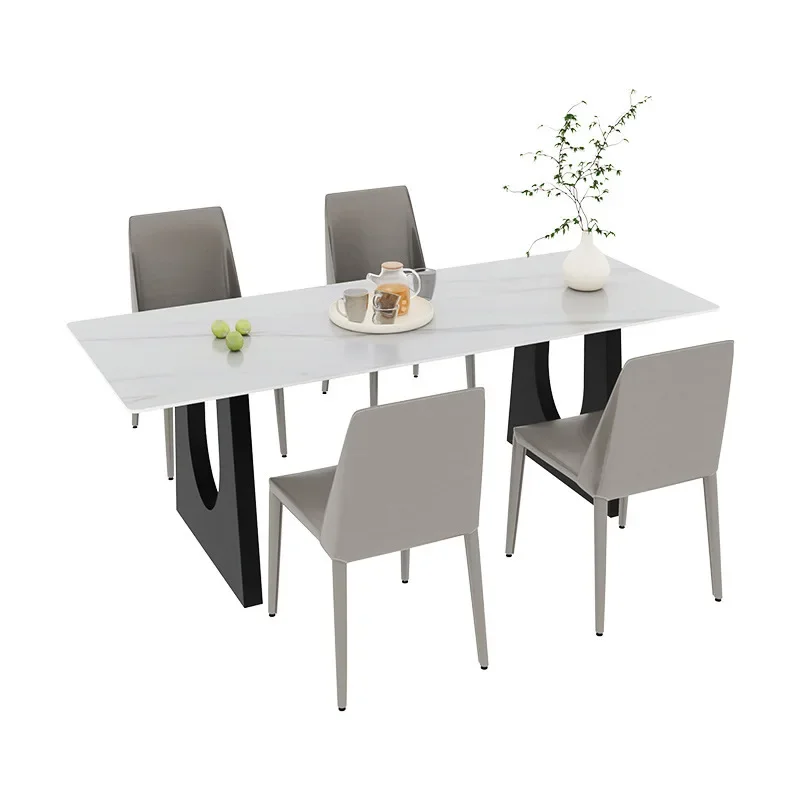 

Italian rock slab dining table, living room, simple and modern large long desk, work table, dining table