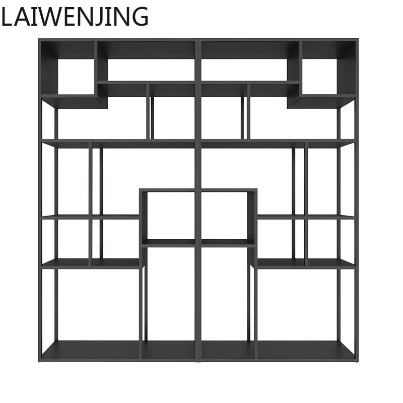 

HLZ simple industrial style shelf wrought iron bookshelf retro bookcase floor screen partition cabinet