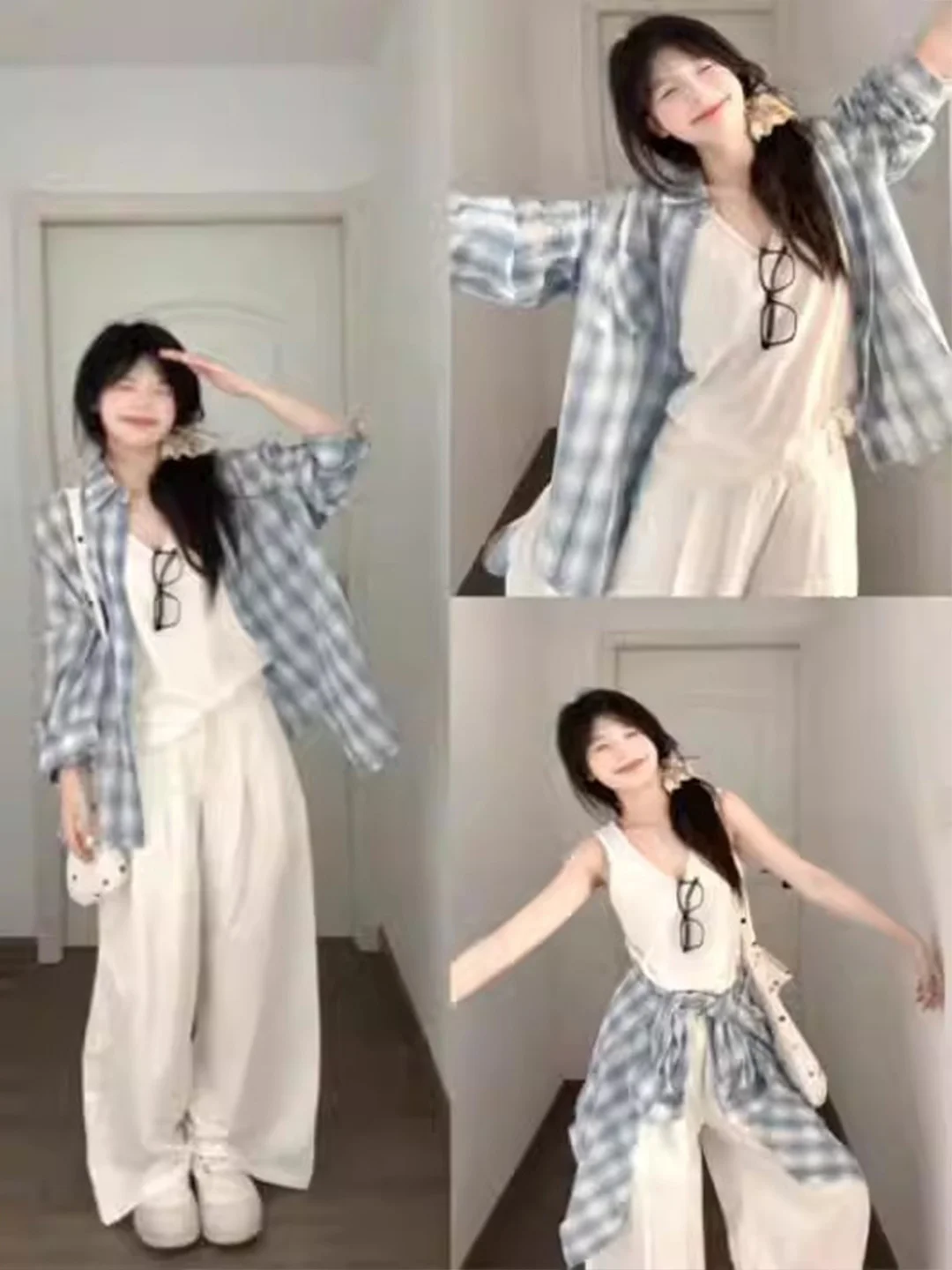

Loose Korean Style Plaid Shirt Women's Spring Summer New Long Sleeve Casual Top Coat Girl's Fashion Leisure Outerwear