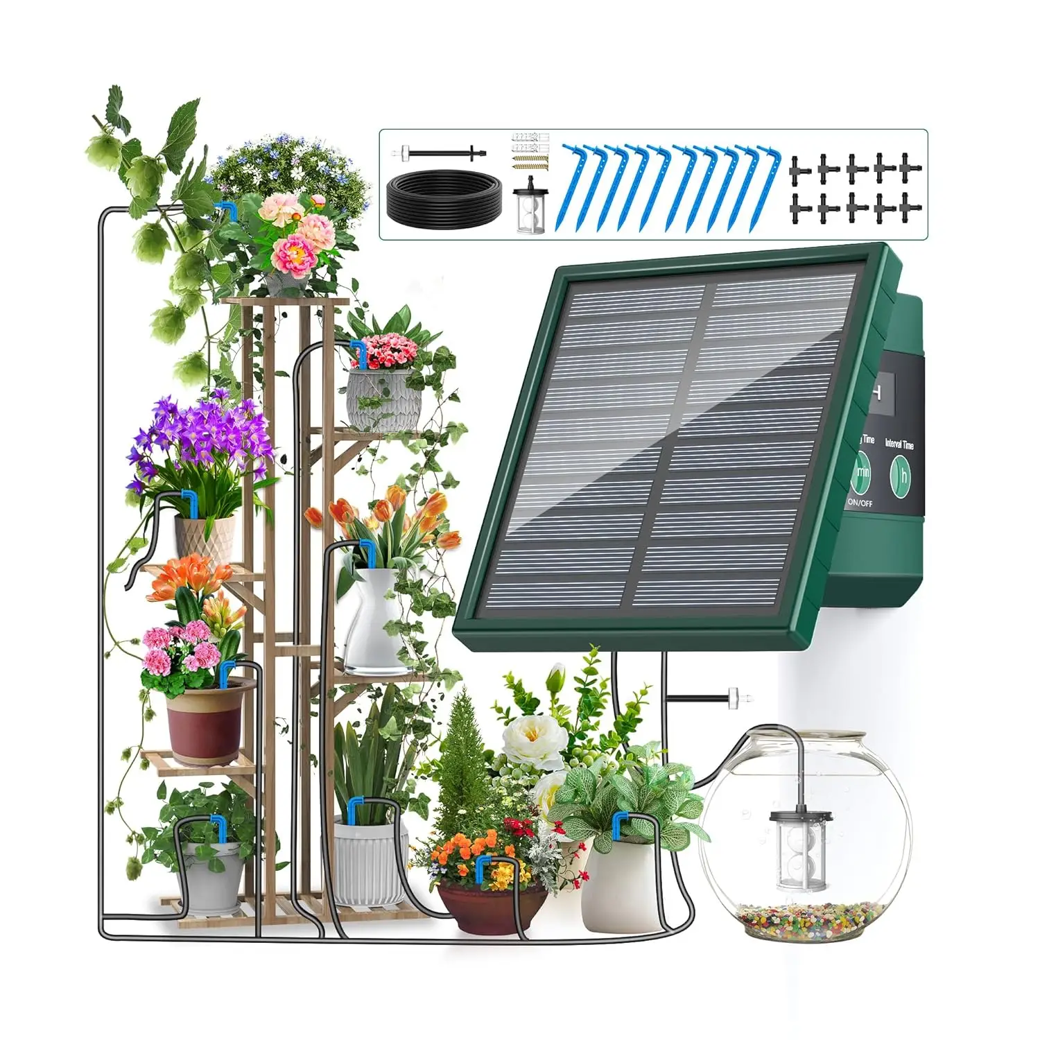 New solar irrigation system,DIY irrigation system kit,anti siphon drip irrigation pipe for garden and courtyard watering system