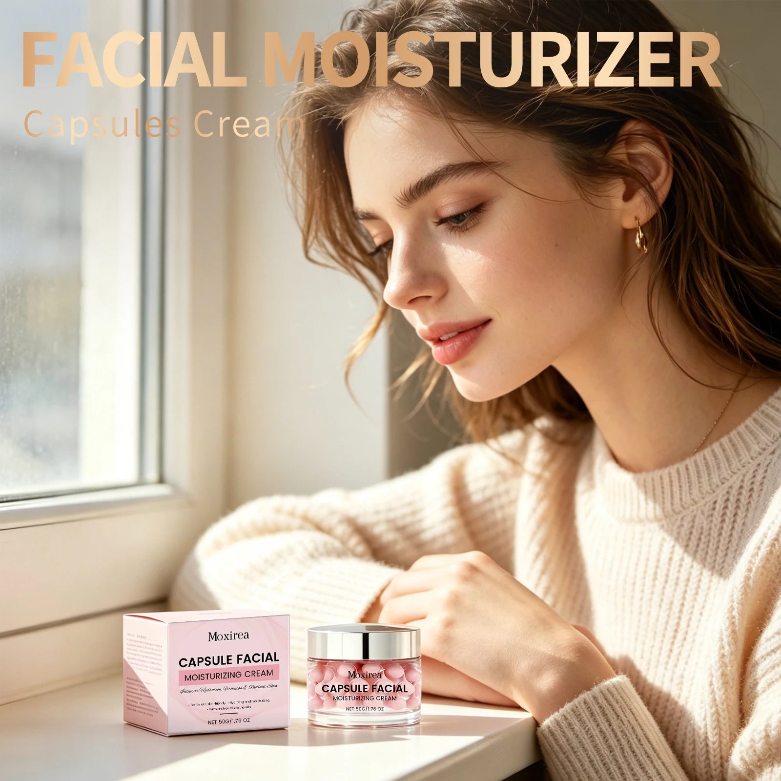 Face Capsule Cream For Woman Lasting Brightening Nourish Tightening Reducing Fine Lines Korean Gentle Facial Moisturizing Creams