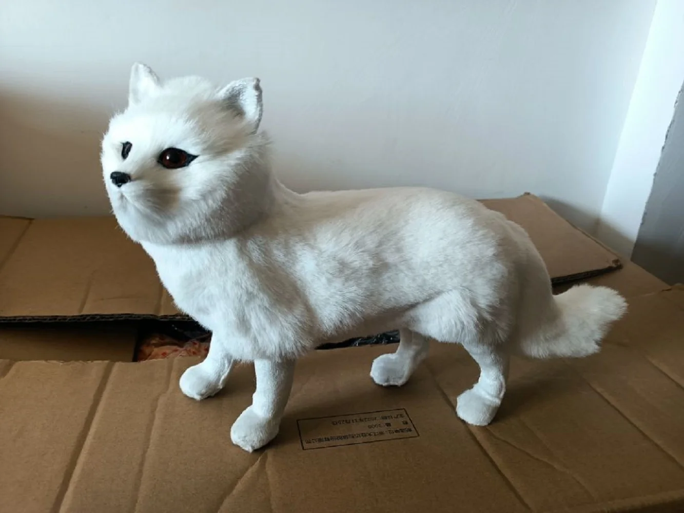 cute white simulation fox model plastic&fur fox model gift about 35x22cm xf2899