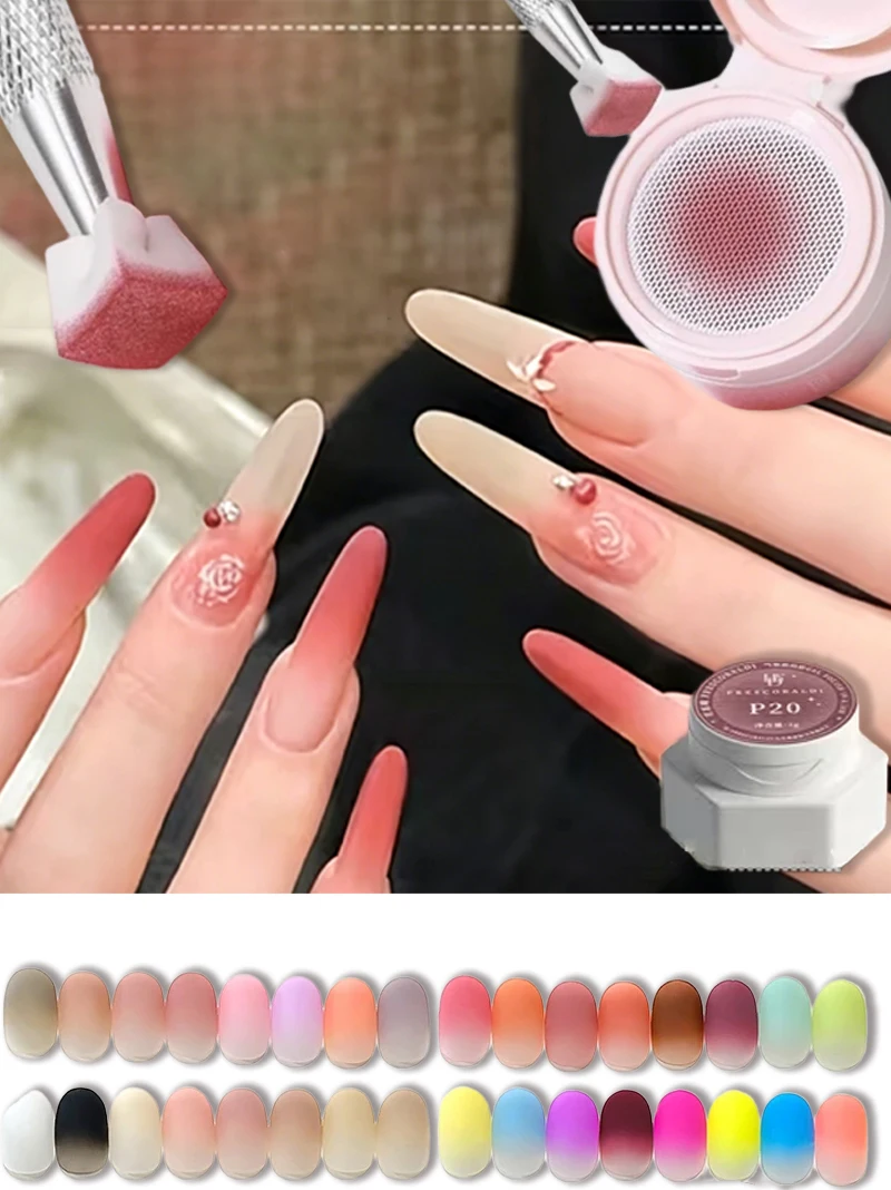 39-Farben Nagel-Luftkissen-Patting-Gel, elastisches Netz, kein Abwaschen, hohe Farbsättigung, einfarbig, Farbverlauf, nahtlos, spezifischer UV-Nagellack