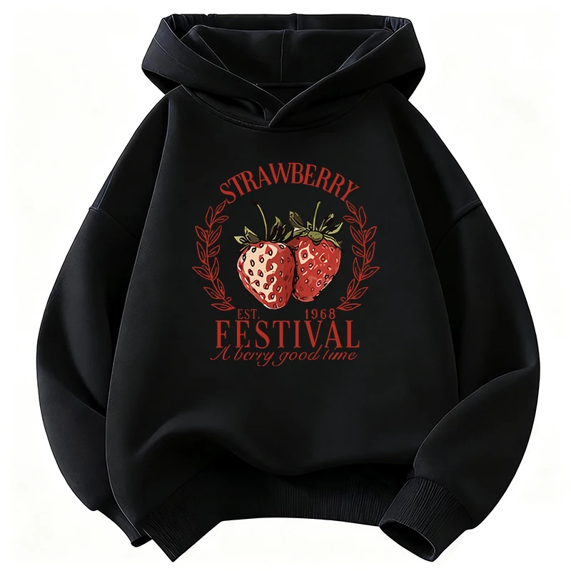 Strawberry Design Printed Hoodies Children's Sweatshirt Cute Hoody for Boys Girls Long Sleeve Casual Clothes