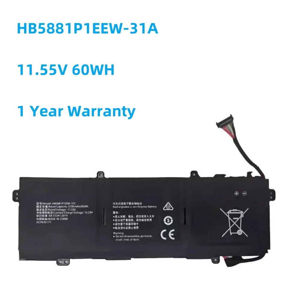 

11.55V 60WH HB5781P1EEW-31A HB5881P1EEW-31A HB5781P1EEW-31C Laptop Battery For Huawei MateBook D16 LEF-16 14S I7 HKD W76 Honor