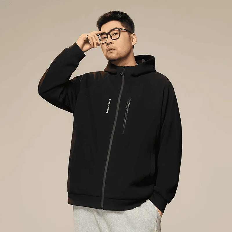 

Trendy plus Size Men's Hoodie Jaet with kets Zipper Loose Casual Autumn Jaet for Big Size Youth Faion Polyester Fiber