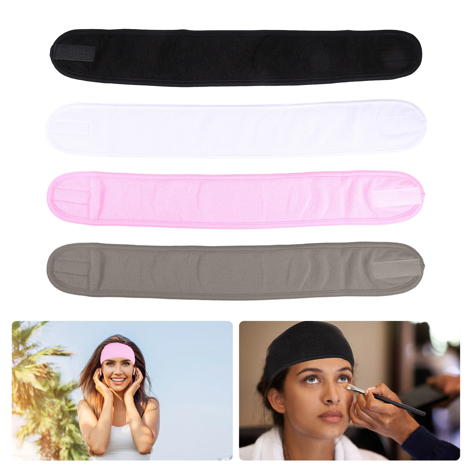

4 шт., повязка на голову для макияжа для женщин, повязка для волос на лице, спа, ванна, душ, регулируемая удобная повязка на голову