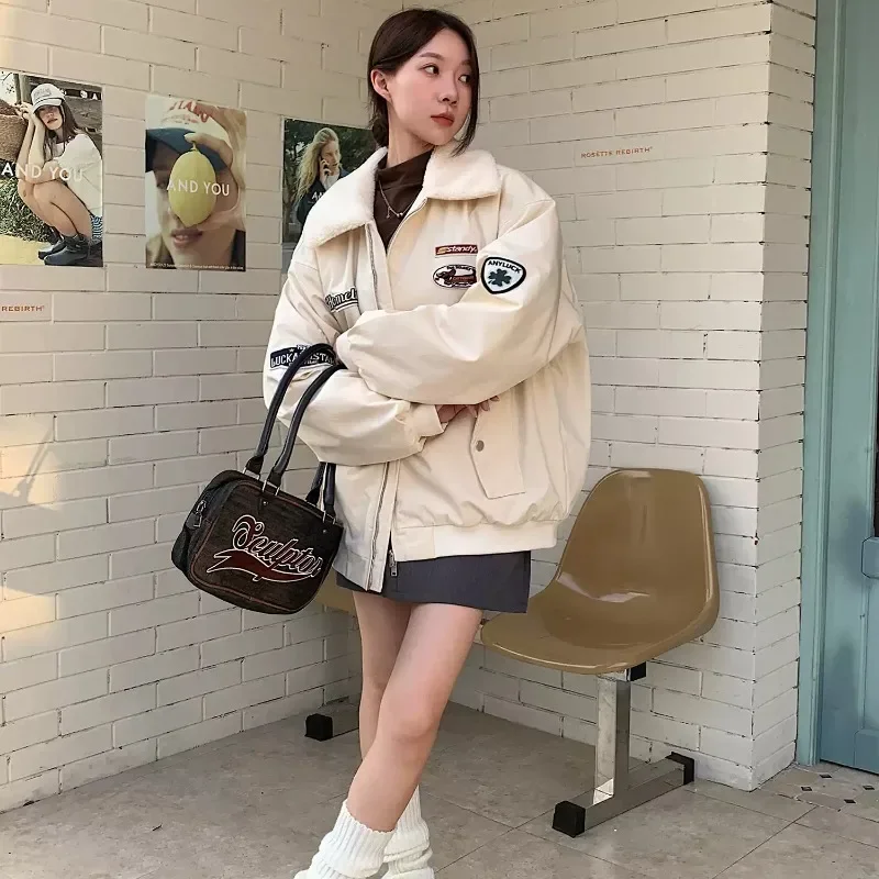 معطف شتوي من الصوف القطبي للنساء ملابس قطنية سميكة ملابس شتوية ملابس نسائية فضفاضة سترة شتوية غير رسمية ملابس علوية للسيدات