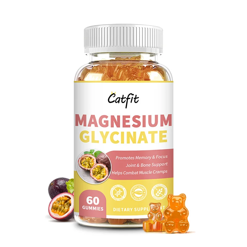 Catfit แมกนีเซียม glycinate gummies การนอนหลับที่ไม่ดีและอารมณ์ความทรงจำที่ไม่ดีปรับปรุงความเครียด Relief แมกนีเซียมที่มีศักยภาพสูงการดูดซึมผง