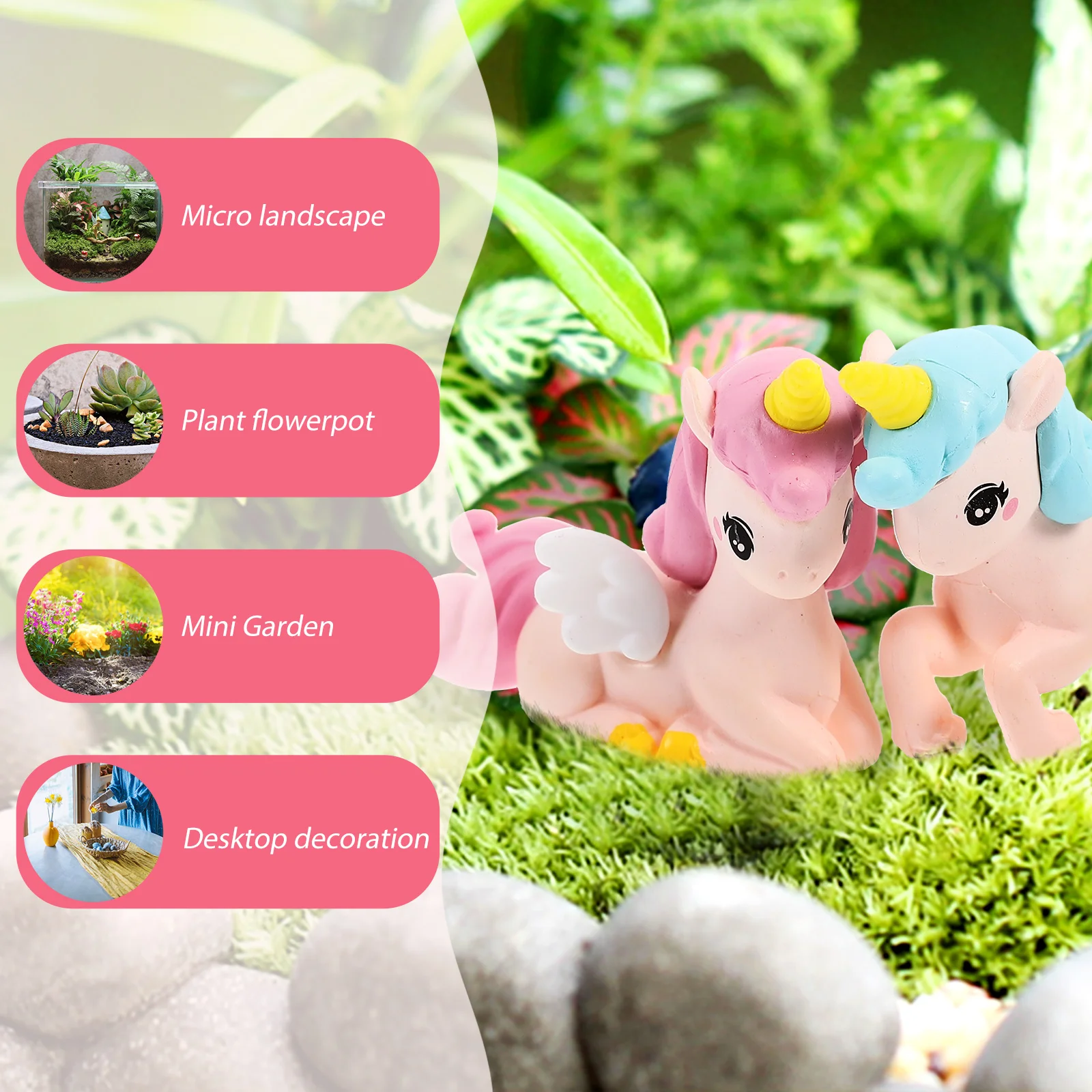 8-delige eenhoorn ornamenten mini hars figuur decoraties standbeeld beeldjes miniatuur kleine glazen taart