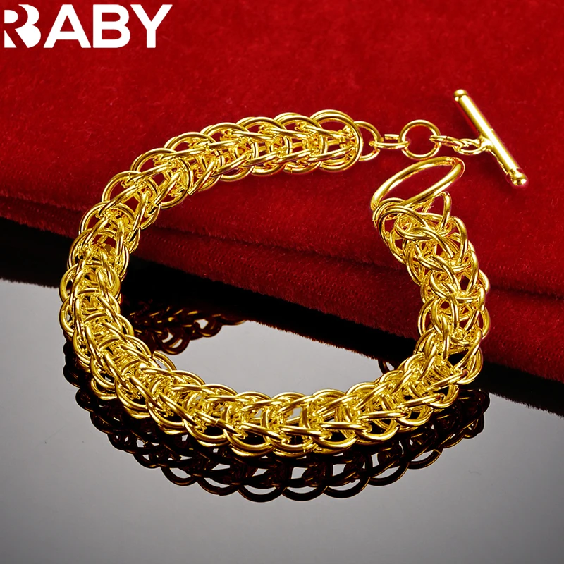 

URBABY 24K Gold Charm Many Circle Chain Bracelet For Women Men Fashion Jewelry Wedding Party Accessories Gift