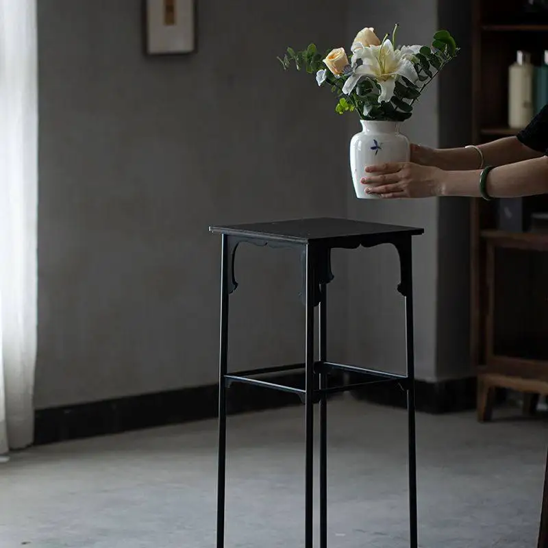 Handmade wrought iron flower stand New Chinese edge space shelf Chinese stand Zen Chinese antique flower stand