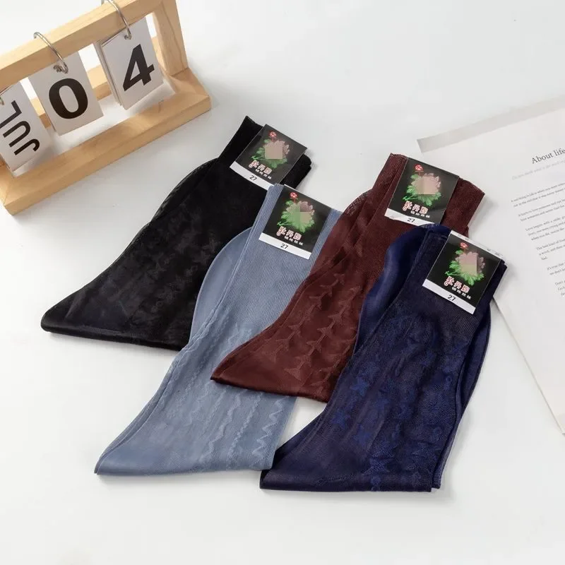 

10 Pairs Summer Men Socks Brand Thin Business Dress Socks Wholesale Multicolour Loose Vintage Mid Calf Socks for Man Stockings