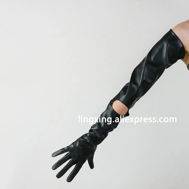 Women\'s Black Long Leather Gloves Touchscreen Faux Pu Finger Evening Dressing Party Halloween Cosplay Opera sexy hand sleeves