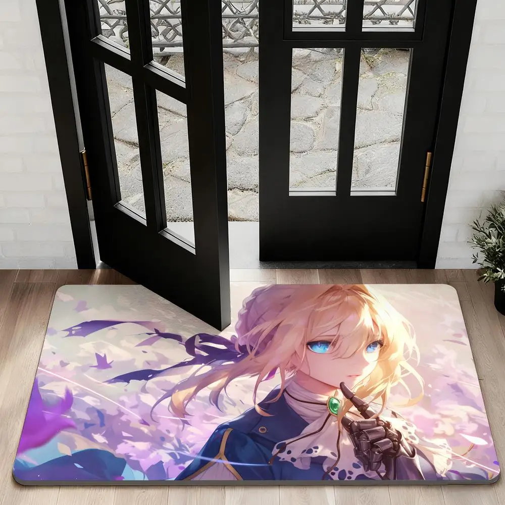 

Violet E-Evergarden Anime Floor Mat Diatom Bath Mat Absorbent Quick Dry Non-Slip TPR Backing Soft Plush Draining Rugs