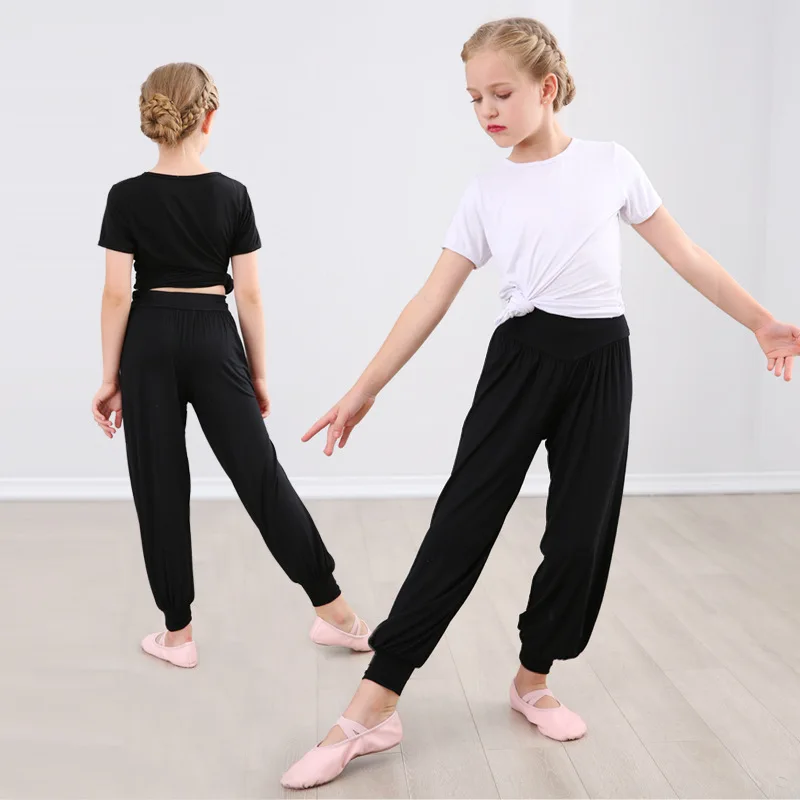 Pantalon bouffant pleine longueur pour enfants et filles, danse du ventre pour dames, danse du ballet, yoga, hommes et femmes