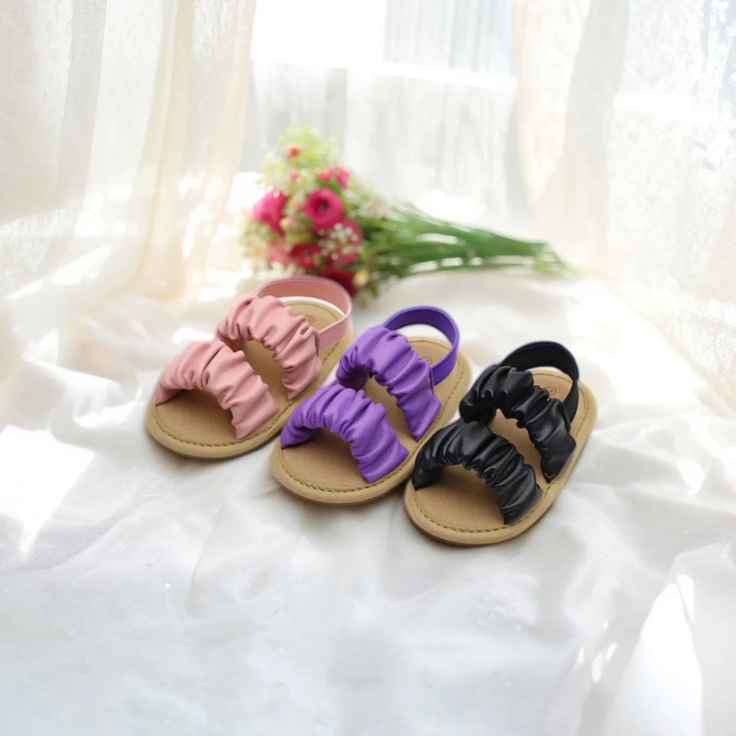 

RABEISIR Women's Baby Sandals 0-1 Year Old Infant and Toddler Sneakers Elastic Band Soft Bottom Anti slip 0-6-12-18 Months